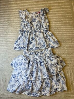 Penelope Mack White and Blue Floral Girls Matching Set